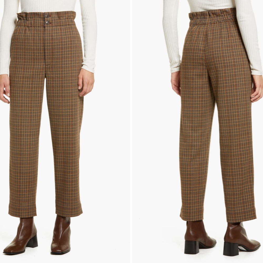 NWT Madewell Plaid Paperbag Pants